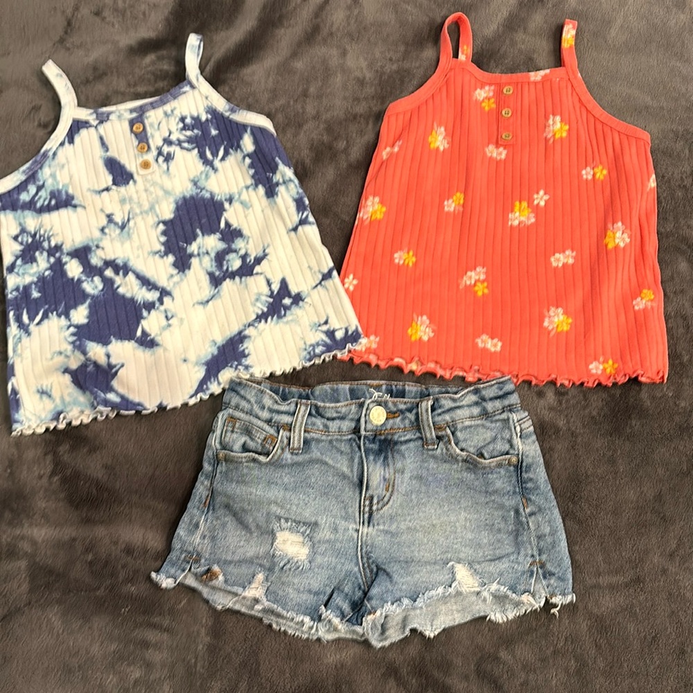 Girls Jean shorts and tank top sets size 6/6x